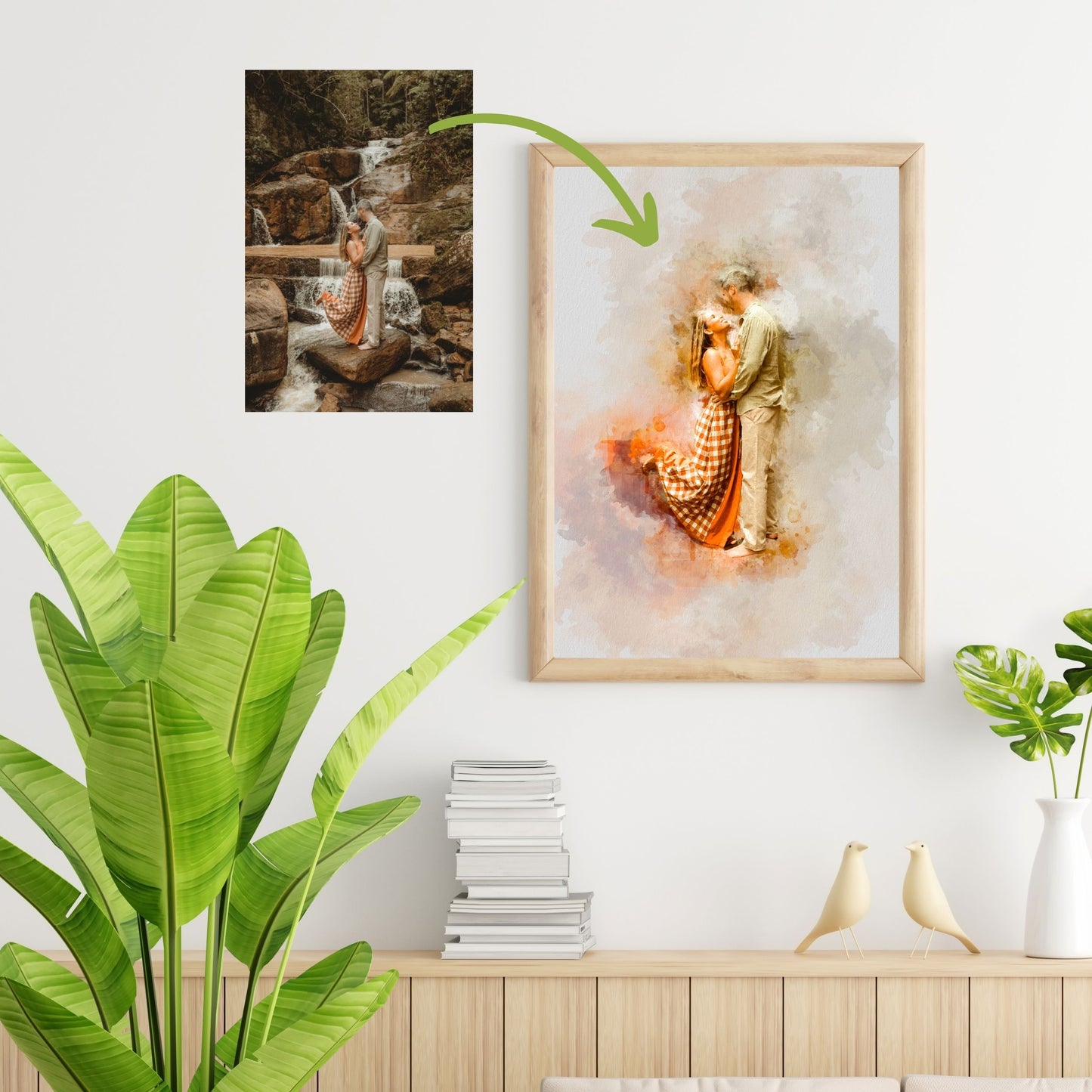 Beautiful watercolor painting from photo, ideal for family memories.