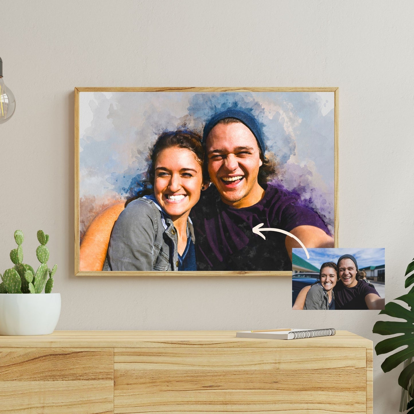 Create personalized wall art: Turn your photo into a stunning painting.