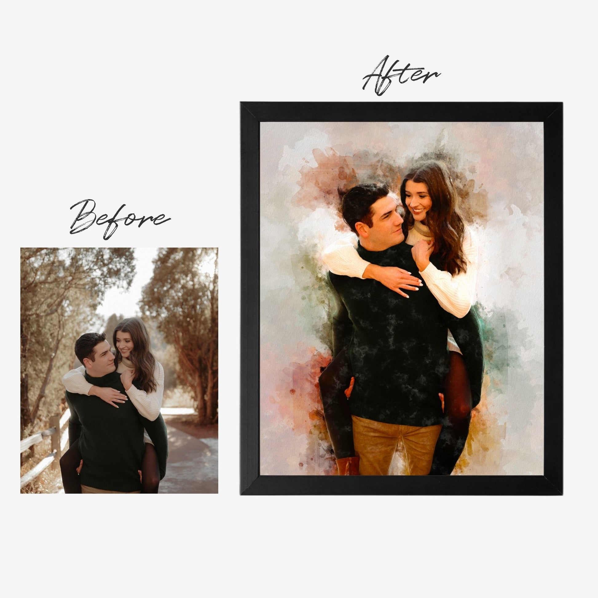 Personalized watercolor artwork, perfect as a unique gift for couples.