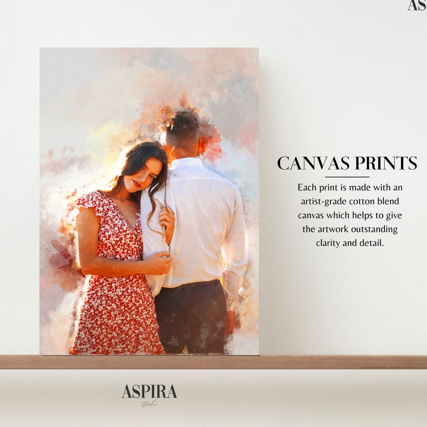 Gift your wife a personalized watercolor portrait of your favorite moment.